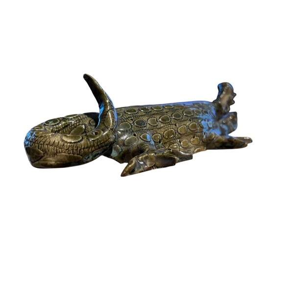 Handmade Green Alligator / Croc Glazed Figurine  Artsy  Abstract  Unusual - Picture 6 of 10